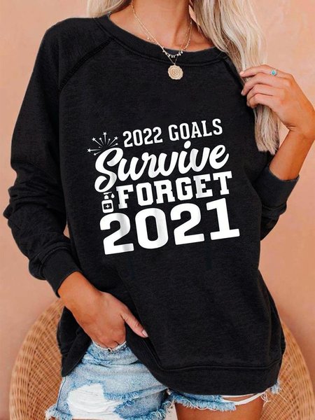 

Letters Daily Party Round Neck Casual Sweatshirts, Black, Hoodies & Sweatshirts