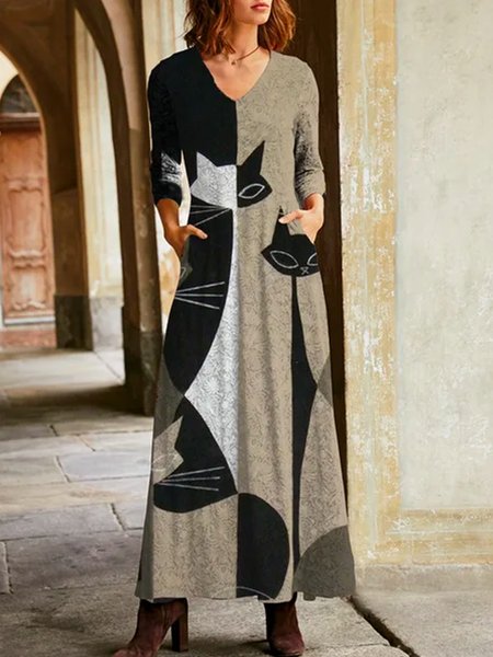 

Vintage Cotone miscele Regolare In forma Abito, Come immagine, Maxi Dresses