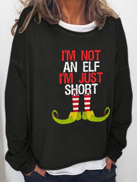 

Fun text printed round neck long-sleeved sweatshirt, Black, Hoodies&Sweatshirts