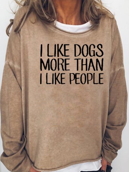 

I Like Dogs More Than People Casual Sweatshirt, Light brown, Hoodies&Sweatshirts