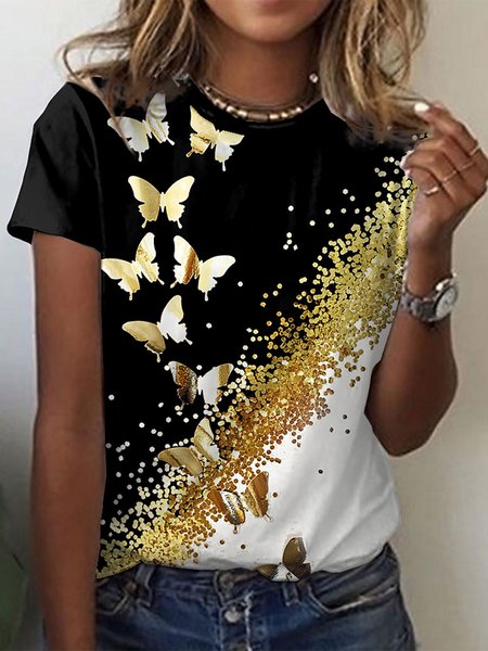 

Butterfly Color Block Regular Fit T-shirt, Black, Tees & T-shirts