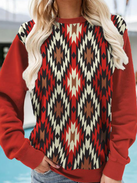 

Crew Neck Sweatshirt Abstract geometric red pullover, Sweatshirts & Hoodies