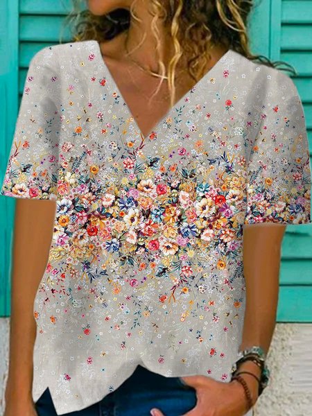 

Floral Shirts & Tops, Gray, Tops
