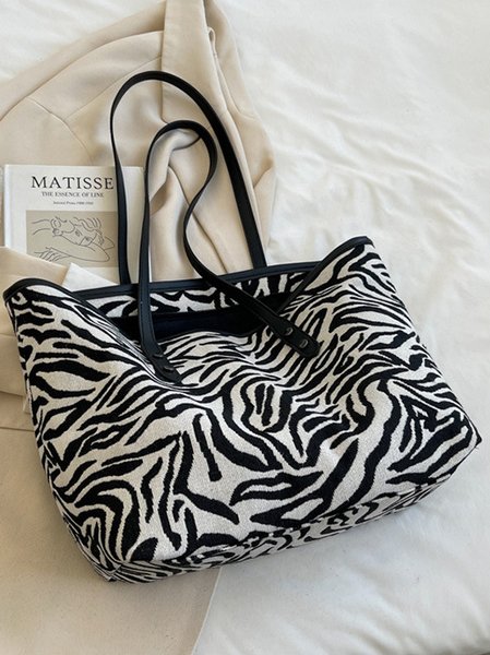

Casual Houndstooth Zebra Pattern Woolen Tote, Color5, Shoulder Bags