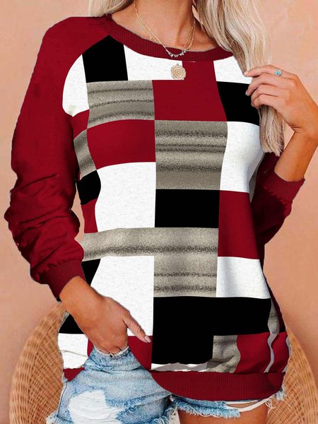 

Cotton Blends Loosen Crew Neck Sweatshirt, Multicolor, Hoodies & Sweatshirts