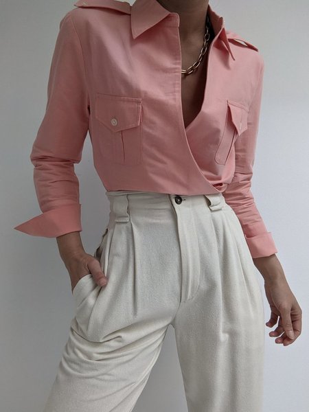 

Plain Statement Regular Fit Top, Pink, Blouses and Shirts