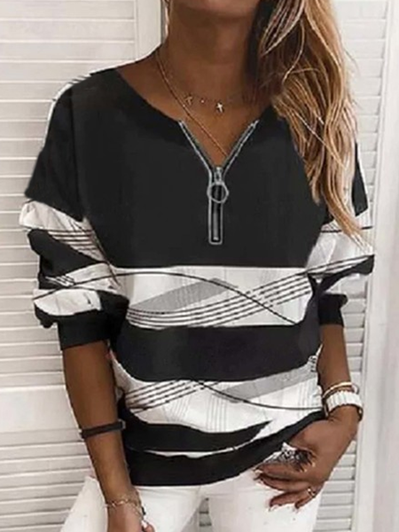 

Loosen Color Block Shirts & Tops, Black, Long sleeve tops