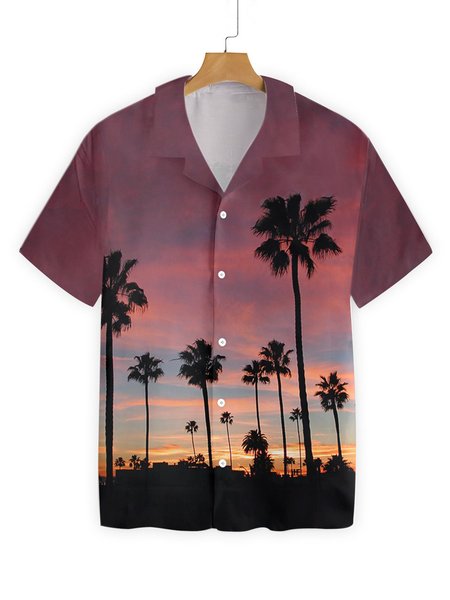 

Hawaiian Coconut Tree Leisure Vacation Shirt, As picture, Men's Floral shirt