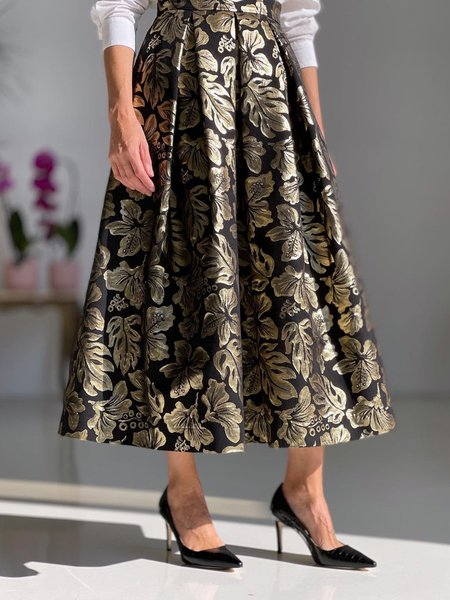 

Elegant Leaves Regular fit Skirt, Black, Skirts
