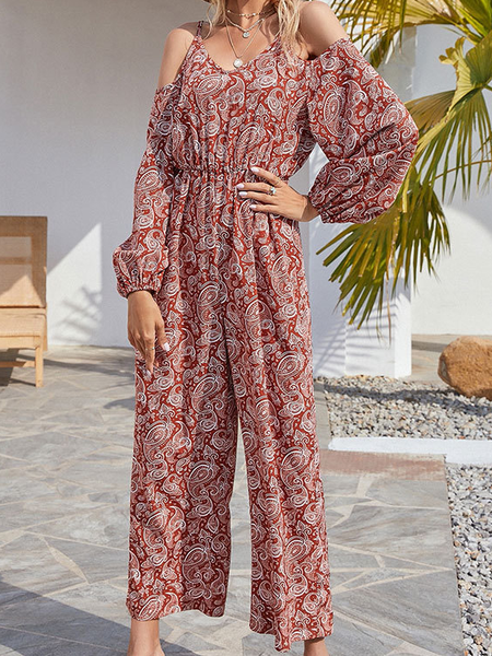 

Sweet Vacation Sexy Collarless One-Pieces, Brown, Jumpsuits＆Rompers