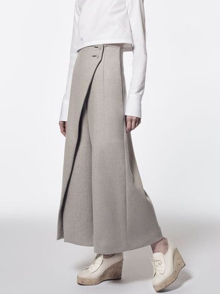 

Regular Fit Wide Leg Statement Pants, Gray, Wide Leg Pants