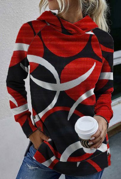 

Color Piece Cotton Blends Hooded Loosen Sweatshirt, Multicolor, Sweatshirts & Hoodies