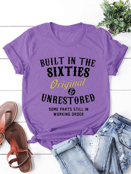 

Built In The Sixties Print Cotton Shirt & Top, Purple, T-shirts