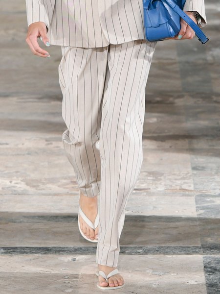 

Striped Work Formal Tailored Pants, As picture, Straight Leg Pants