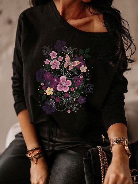 

Printed Sexy Shirts & Tops, Black, Tops