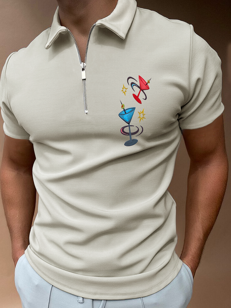 

Vacation Lapel Printed Shirts & Tops, As picture, Men's t-shirts