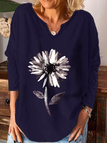 

Flower Regular Fit Letter Sweatshirt, Dark blue, Hoodies&Sweatshirts