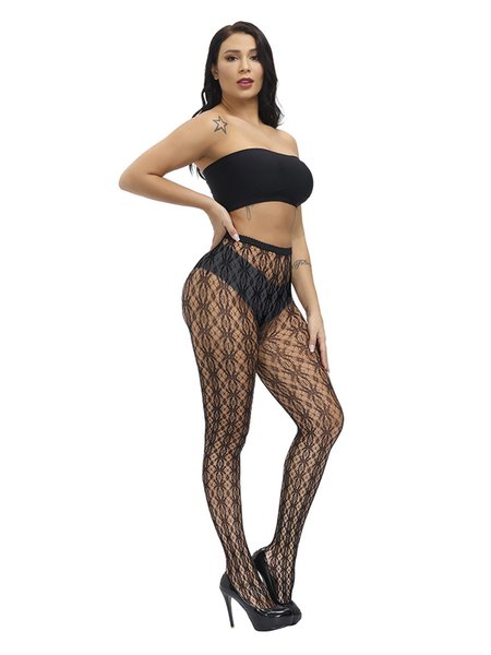 

Sexy Lace Jacquard One-piece Fishnet Stockings, As picture, Socks