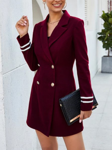 

Lady Long Sleeve Solid Regular Fit Outerwear, Wine red, Blazers