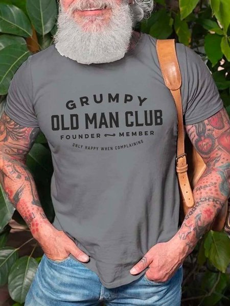 Grumpy Old Man Club Tee Funny Saying Short Sleeve Men T-shirt, Deep gray, T-shirts