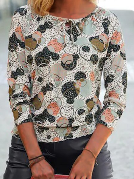

Cotton Blends Crew Neck Casual T-shirt, Apricot, T-Shirts