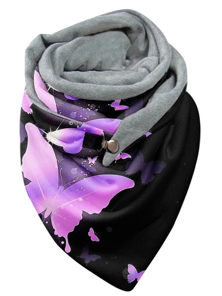 

Vintage Butterfly Print Warm Triangle Scarf, As picture, Scarves&Gloves