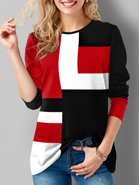 

Miscele di cotone Geometrico Camicie & Camicette, Rosso, Blouses & Shirts