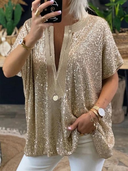 

Plain Casual Shirts & Tops, Golden, Tops