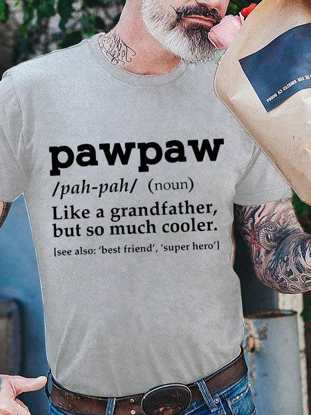 

Pawpaw Definition Grandpa Pet Short Sleeve Crew Neck Tshirts, Gray, T-shirts