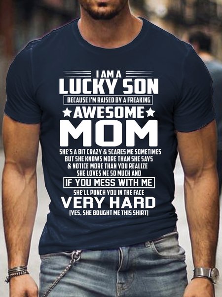 

Fun Print Short Sleeve Casual Shirts & Tops, Purplish blue, T-shirts