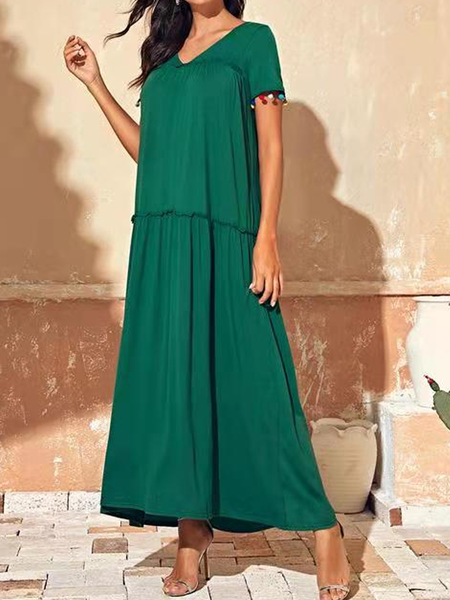 

Casual Household Daily Vintage Loosen Dresses, Green, Casual Dresses