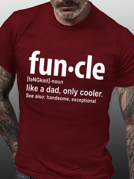 Funcle Like A Dad Short Sleeve Cotton T-shirt, Red, T-shirts
