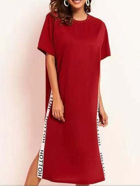 

Household Daily Vintage Casual Plain Dresses, Red, Casual Dresses