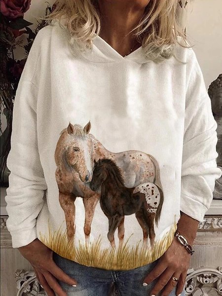 

Casual Animal Loosen Sweatshirt, White, Sweatshirts & Hoodies