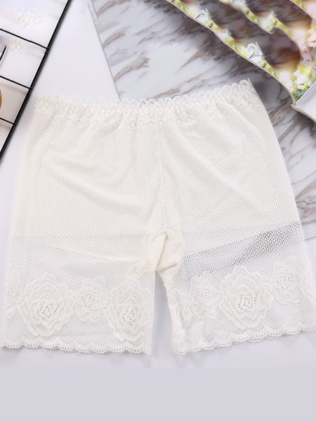 Lace Double Safety Pants, White, Underwear