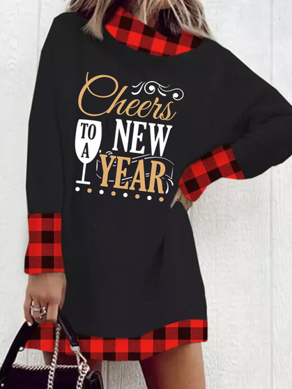 

Casual Cotton Blends Loosen Geometric Dresses, Black, Casual Dresses