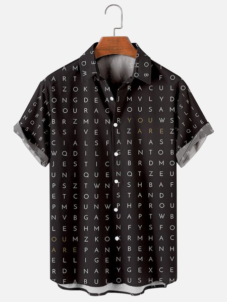 

Mens St Valentine YOU ARE MY ONLY LOVER Print Casual Breathable Short Sleeve Hawaiian Shirts, Black, Men's Floral shirt