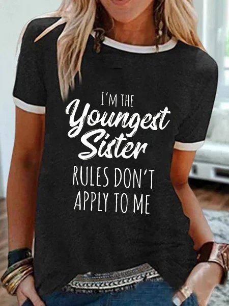 

Letter Short Sleeve Crew Neck Casual T-shirt, Black, T-Shirts