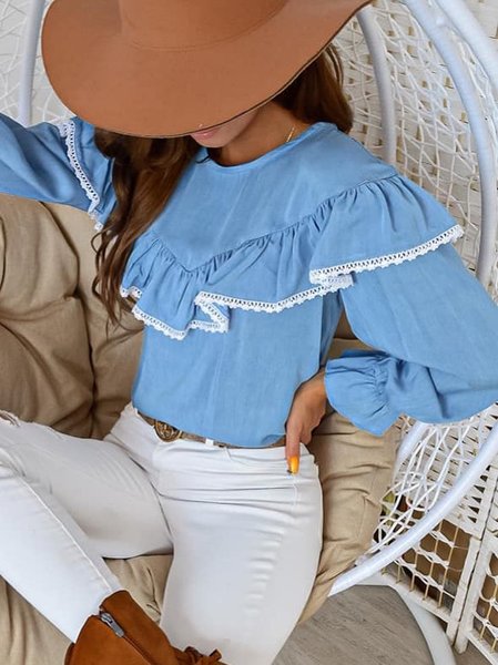 

Regular Fit Plain Shirts & Tops, Blue, Tops