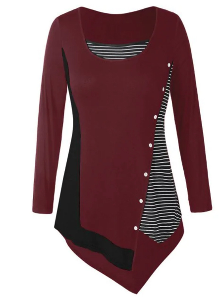 

Cotton Blends Striped Casual Shirts & Tops, Red, Tops