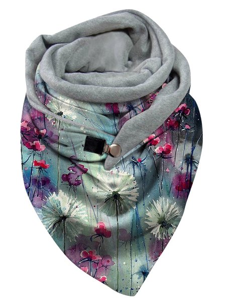 

Vintage Dandelion Print Warm Triangle Scarf, As picture, Scarfs