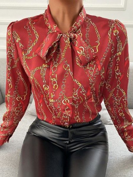 

Regular Fit Long Sleeve Lady Top, Red, Blouses and Shirts