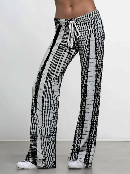 

Broken Grid Printing Drawstring Sweatpants, Gray, Sport Pants