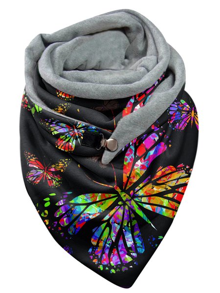 

Simple Butterfly Print Warm Triangle Scarf, As picture, Scarfs