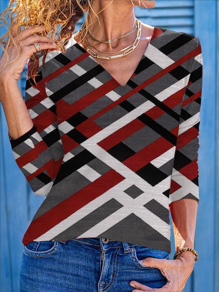 

Casual Color Block Shirts & Tops, Multicolor, Long sleeve tops