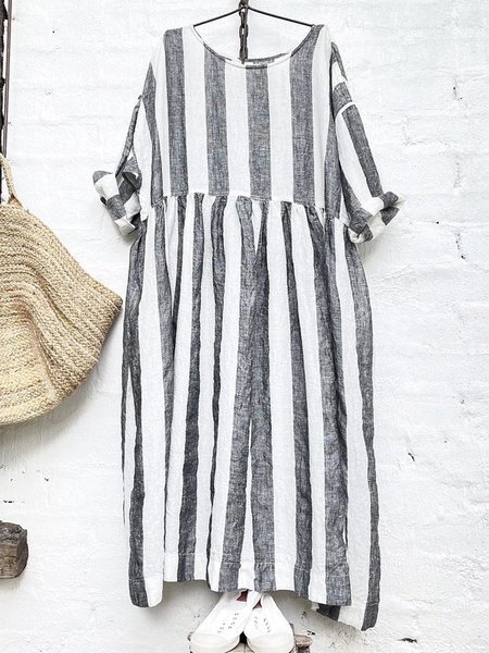

Loosen Crew Neck Casual Dresses, Light gray, Mini Dresses