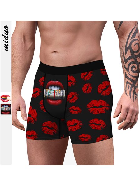 

Men's Red Lips Sexy Boxer Briefs, As picture, Underwear & Socks