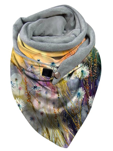 

Ethnic Style Dandelion Print Warm Triangle Scarf, As picture, Scarfs