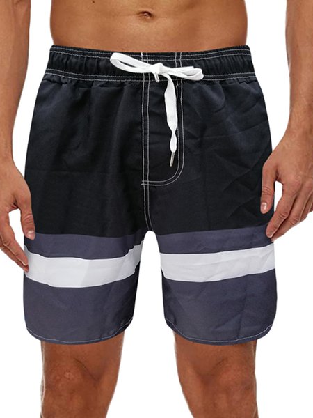 

Striped Hit Color Casual Non-Stretch Men's Beach Shorts, Color2, Men's shorts