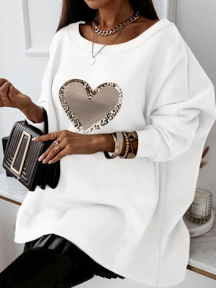 

Plus size Geometric Cotton Blends Crew Neck Sweatshirts, White, Hoodies & Sweatshirts